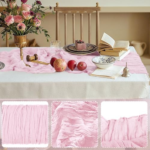 6 Pack Cheesecloth Table Runner 10Ft Christmas Gauze Boho Table Runners for Wedding Decor Bridal Shower Decorations Baby Shower Party(35" x 120") - Image 3