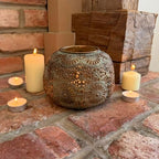 Moroccan Hurricane Candle Holder, Gold, 6.25 x 4.25 Inches - Image 5