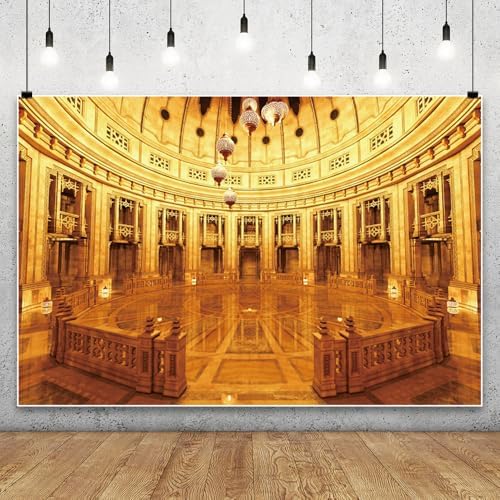 Leowefowa Palace Backdrops for Photography 10x6.5ft Palace Hall Backdrops Palace Background Golden Hall Party Decorations Grand Palace Backdrops for Parties Vinyl - Image 5