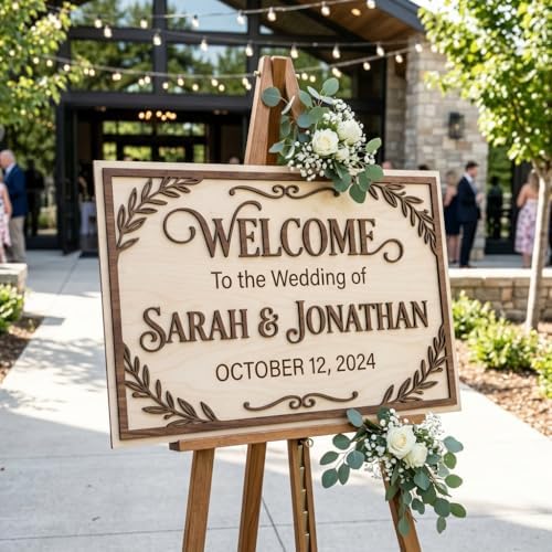Personalized Boho Woodland Wedding Welcome Sign - Custom 3D Wood Landscape Ceremony Entrance & Reception Board for Rustic Barn, Forest or Outdoor Venue - Multiple Sizes - Image 5