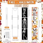 47" 2 in 1 Fall Welcome Porch Sign Halloween Wooden Decor - Image 2