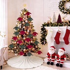 Thenshop 48 Inch Chunky Cable Knit Christmas Tree Skirt, Beige - Image 6