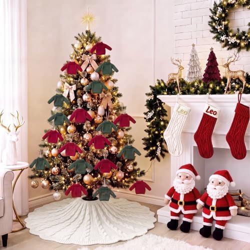 Thenshop 48 Inch Chunky Cable Knit Christmas Tree Skirt, Beige - Image 6