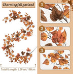 2 Packs Fall Leaves Garland, 6.4ft/Piece Artificial Fall Foliage Garland - Image 4