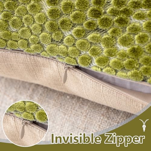 FIFU 22x22 Inch Throw Pillow Covers Set of 2, Jacquard Velvet, Olive Green - Image 4