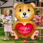 4FT Valentines' Day Inflatable Bear Holds Love Heart, Valentines Day Decor Built-in RGB LED Lights, Valentines Gift Blow Up Yard Decoration for Party Anniversary Wedding Propose Garden Lawn - Image 3