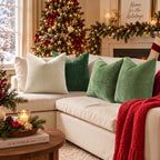 decorUhome Soft Chenille Olive Green Throw Pillow Covers 22X22 Set of 2 - Image 2