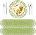 Threehoney Paper Braided Round Placemats, Set of 36, Green, 13 in by Threehoney