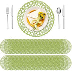 Threehoney Paper Braided Round Placemats, Set of 36, Green, 13 in by Threehoney