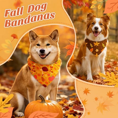 Abbylike 50 Pcs Fall Dog Bandanas Bulk Autumn Leaf Pumpkin Acorn Mushroom - Image 2