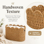Scalloped Toilet Paper Basket, Tall Narrow Paper Rope Storage - Image 3