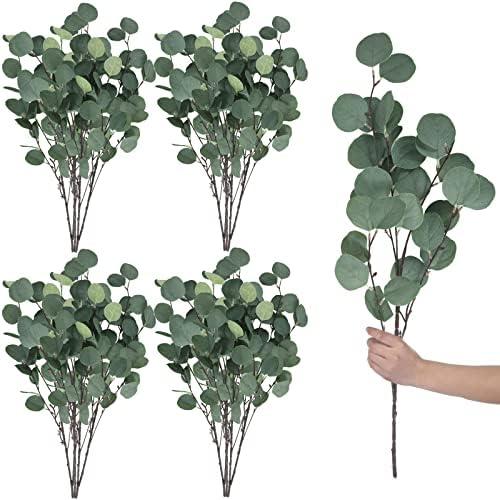 Waydress 20 Pcs Artificial Eucalyptus Stems Fake Bulk for Wedding Decor by Waydress