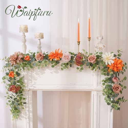 Waipfaru 6Ft Fall Garland Decor, 2 Pack Eucalyptus Flower Garland for Table - Image 6