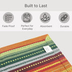 LFH Home Cotton Rich Cloth Salsa Napkin Set of 12 Washable Soft Durable Striped Table Napkins for Dining Wedding Daily Use Reusable Eco-Friendly Fabric Napkins (18x18)-Green Multi Thanks Giving - Image 5