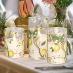 Flameless LED Candles with Remote Lemon Decal Glass Flickering Battery Operated Candles for Home Room Party Wedding Holiday Christmas Decor - Set of 3 - Image 4