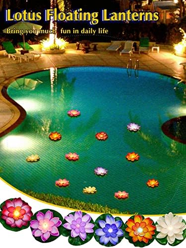 Hortsun 18 Pcs 3.94/5.91 in Floating Lotus Lights with Battery, Multicolor - Image 3