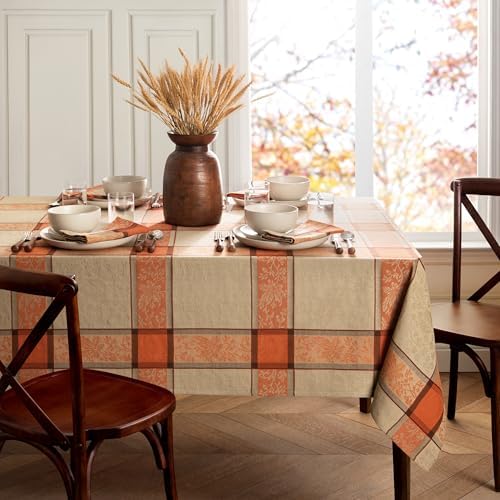 Threadmade Autumnal Harvest Jacquard Tablecloth, Multicolor - 60"W x 120"L - Image 2