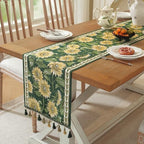 Vintage Luxury Tassel Table Runner - Elegant Embroidered Dining Table Decor, Perfect for Kitchen & Holiday Celebrations, Retro Tassel Tablecloth Style (Sunflower, 13.7"x71") - Image 5