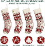 LIBWYS Knit Christmas Stockings with Patterns Reindeer, Tree, Snowflake, Snowman-4 Pack 18 Inch Large Knit Stockings, Personalized Christmas Stockings with DIY Name Tags for Family Holiday Decor - Image 6