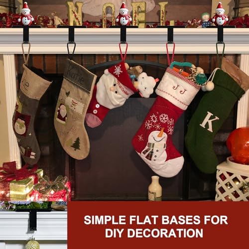 Christmas Stocking Holders for Mantle Set of 6, Stocking Hangers for Mantel Weighted, Heavy Duty, Flat, for Garland, Fireplace, Wall (Black) - Image 5