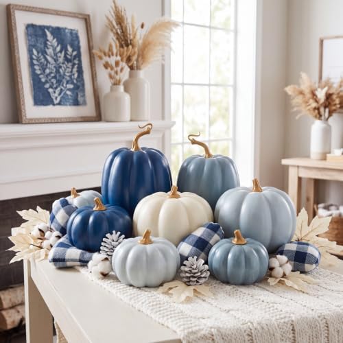 RattanView 7 Pcs Fall Pumpkins Decor, Resin Thanksgiving Table Centerpiece by RattanView