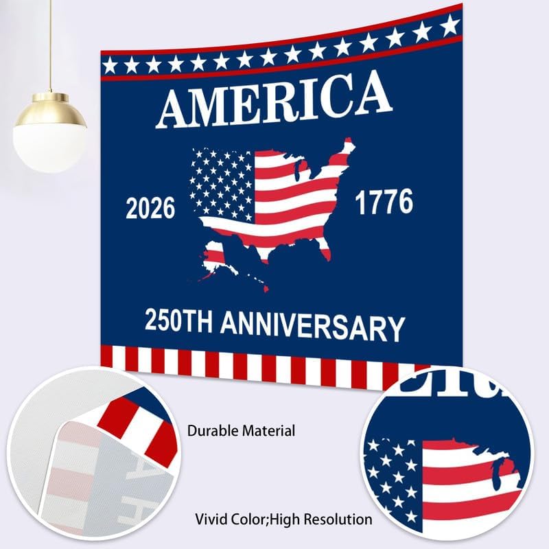4th of July Backdrop Decorations 250th Anniversary USA Flag Patriotic Backdrop 12x10ft Banner Independence Day Photography Background Theme Party Decorations Supplies Photo Studio Props - Image 6