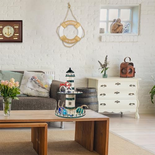 SAILINGSTORY Lighthouse Tiered Tray Stand Coastal Beach Decor Teal - Image 3