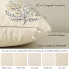 Summer Vintage Floral Print Pillow Covers 22x22 Set of 2 Patterned Accent Decorative Cushion Covers Modern Farmhouse Throw Pillow Covers for Sofa Couch Chair Bed Living Room Home Decor, Mellow Yellow - Image 3