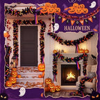 Thiccywoov 8 ft Halloween Garland Decorations Black Orange Purple Artificial Garland Ornaments with Ball Bats Pumpkins, Halloween Mantel Hanging String Decor for Tree Home Indoor Fireplace Party Decor - Image 6