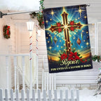 American Flag-Christian Cross Christmas Flag Rejoice For Unto Us A Savior Is Born Flag MLN4029F, Garden Flag (11.5" x 17.5")-USA Flags Premium Polyester-Decorative Indoor Outdoor Flag - Image 2