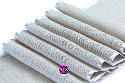 VDS Pack of 5, Burlap Table Runner with White Lace Edge, 100% Natural Jute Rustic Hessian Table Cloth Centerpiece for Wedding Birthday Party Banquet Table Decoration (Size 12X108 Inch)(White) - Image 2