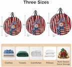 4th of July Round Storage Bag 24 Inch, Red Floral Vases Rustic USA Flag Clothes Storage Container with Handles Heavy Duty Organizer for Comforter, Bedding & Holiday Wreaths - Image 7
