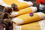 VDS Pack of 5, Burlap Table Runner with White Lace Edge, 100% Natural Jute Rustic Hessian Table Cloth Centerpiece for Wedding Birthday Party Banquet Table Decoration (Size 12X108 Inch)(Gold) - Image 6