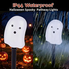 Halloween Solar Lights for Outdoor Decorations, 5 Pack Ghost Pathway Lights, Solar Ghost Lights for Garden, Yard, Party Halloween Decor（Dull） - Image 4