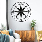 aboxoo Round Metal Compass Decorative Compass Metal Wall Art Hanging Wall Sculpture 22.8 Inch Black Diameter Farmhouse Decor Indoor or Outdoor Sign - Image 2