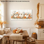 WAXWHELK Pumpkin Fall Canvas Wall Art, White Pumpkins and Orange Flowers Autumn Painting Pictures, Rustic Farmhouse Artwork for Living Room Bedroom Thanksgiving Home Decor (20"x40") - Image 3