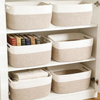 6 Pack Woven Rope Baskets, 12.6"×9"×7.8" Storage Bins, White&Brown - Image 3