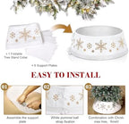 DoreenBow Christmas White Tree Collar Ring, 30'' Plush Gold Snowflake Sequin Tree Skirt, Christmas Artificial Tree Base Stand Cover, Xmas Tree Decorations Ornaments for Home Party Holiday - Image 4