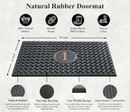 A1HC Natural Rubber Front Door Mat 24x39 inches, Monogrammed Doormat for Entryway, Heavy Duty Shoe Scraper Welcome Mat for Porch, Patio & Outside Entrance - Black - Image 3