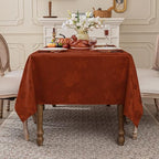 Softalker Fall Jacquard Rectangle Tablecloth, 60 x 144 Inch Rust - Image 6