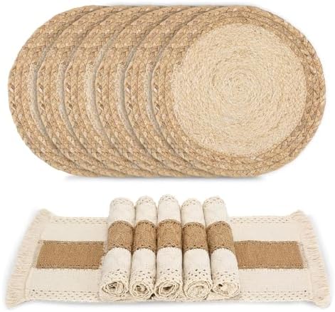 Placemats Set of 6 with 6 PCs Round Placemats and 6 PCs Table Mats by Zology