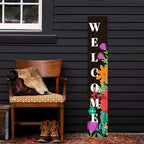Spring Flowers Welcome Sign for Front Door Outdoor Porch Sign Home Decor Porch Standing Welcome Yard Sign Wood Door Sign Tall Summer Welcome Garden Sign Seasonal Wall Decorations for Outside Patio - Image 2