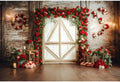 8x6ft Red Rose Brick Wall Wood Door Backdrop for Wedding Bridal Shower Party Decorations Mother’s Day Valentine's Day Engagement Backdrops Portrait Photo Booth Props by FunMemory