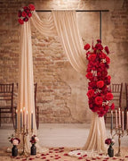 36inch Aisle Flower Garland, Red Rose and Peony, Chiffon Sheer Drape - Image 4