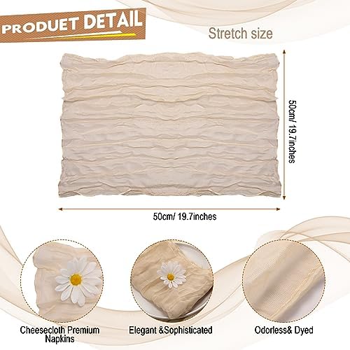 Mixweer 100 Pcs Gauze Cheesecloth Napkins 19.7 x 19.7 Inch, Beige - Image 2