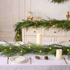 6 FT 2Pcs Prelit Realistic Faux Pine Cedar Garland for Christmas Decor Home by KIWDY