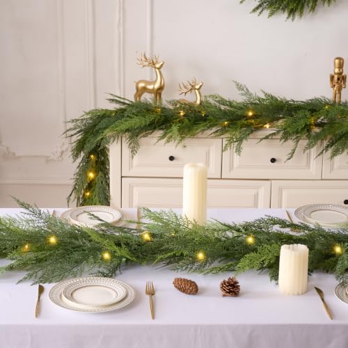 16FT 1Pcs Prelit Realistic Faux Pine Cedar Garland for Christmas Decor Home - Image 5