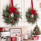 Thiccywoov 8 Pcs 10" Small Christmas Cabinet Wreaths with Velvet Bow - Image 2