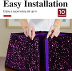 XmasExp Christmas Tree Collar, 33.5 inch Sequin Tree Skirt Stand Base Cover for Home Decor, Large Size 6 Piece, Purple - Image 3