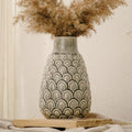Ceramic Flower Vase, 9.06” Rustic Farmhouse Decorative Vase for Home Decor, Gray Textured Pottery Vase for Pampas Grass, Living Room, Entryway, Mantel, Kitchen Table, Centerpiece by SUREYUESI